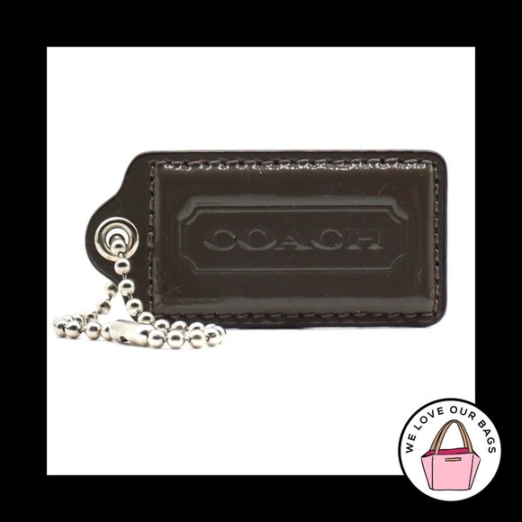 2.5" Large COACH Gray Patent Leather Nickel Key Fob Bag Charm Keychain Hang Tag - Picture 1 of 1